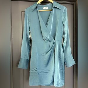 Babaton Larchmont Satin Wrap Dress